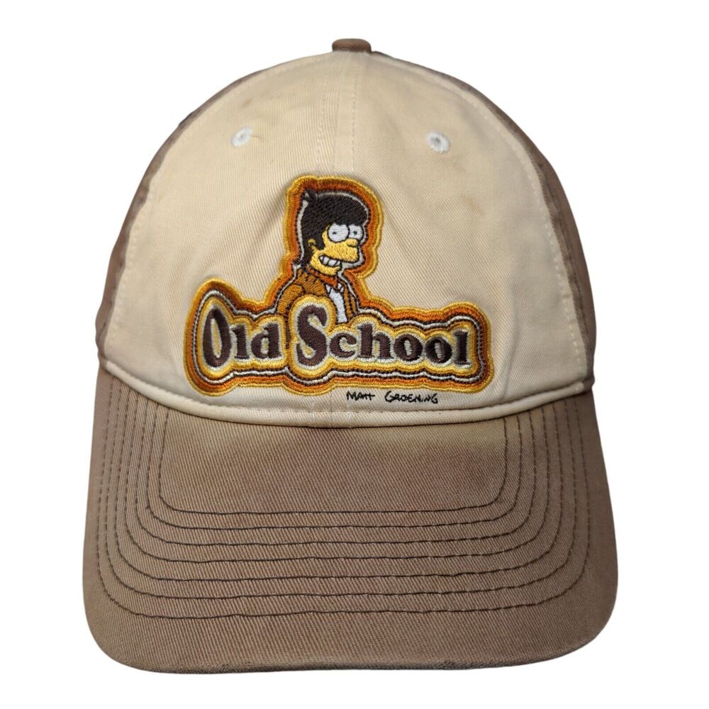 Old School Matt Groening Strapback Hat Brown Embroidered The Simpsons Anoma